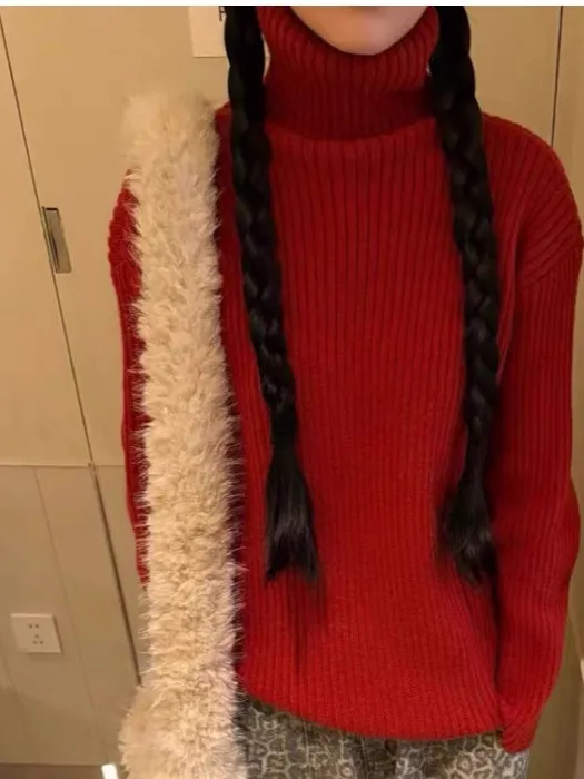 Koreaanse Sle dames verdikte hoge kraag losse gebreide trui winterbasislaag faionable innerlijke slijtage top