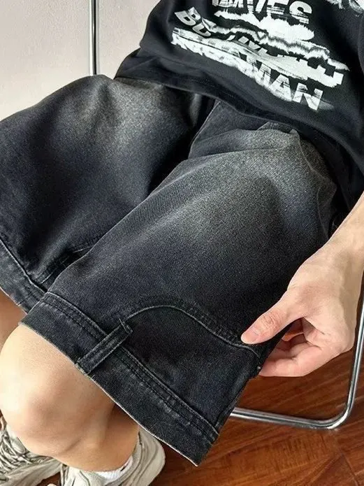 American Retro plus Size 300 Pou Installazione inversa Jeans orts Uomo Estate High Street Trend Marca Haome Five-Parts P...