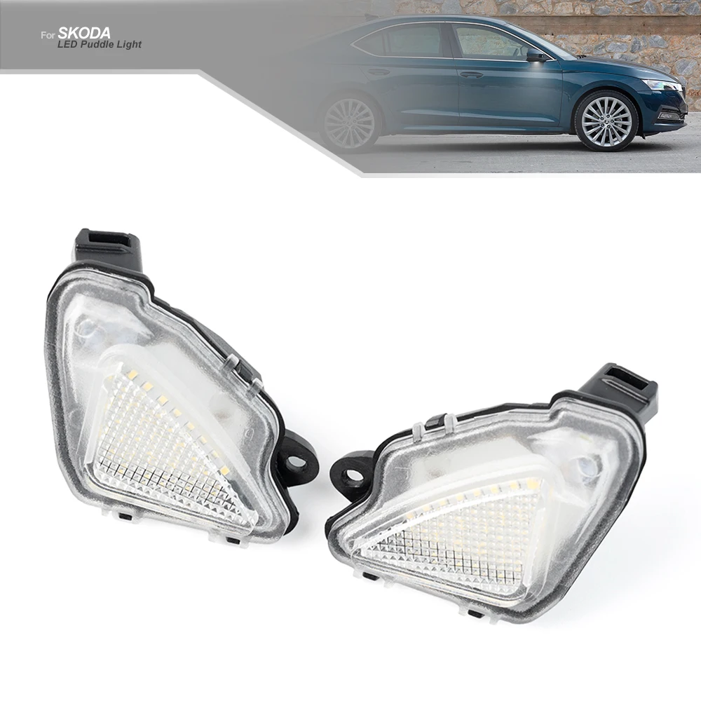 2xLED Under Side Mirror Puddle Light Courtesy Lamp for For Skoda Octavia Superb Kodiaq Karoq 2017-2021 VW T-Roc 2020 #3T0945291A