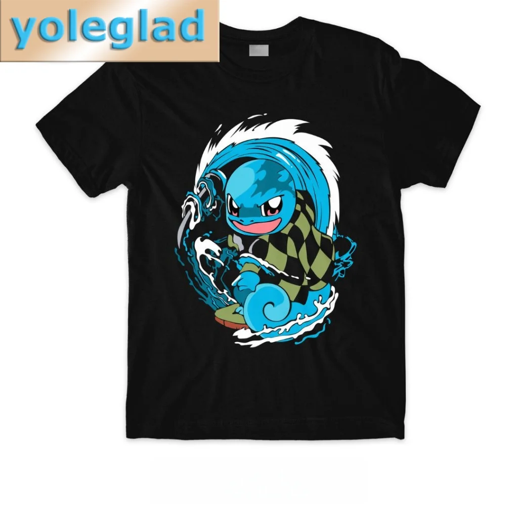 Anime Pokémon Squirtle bedrucktes T-Shirt aus reiner Baumwolle für Damen und Herren, Frühling/Sommer, neue Kollektion, modisches Kurzarmshirt