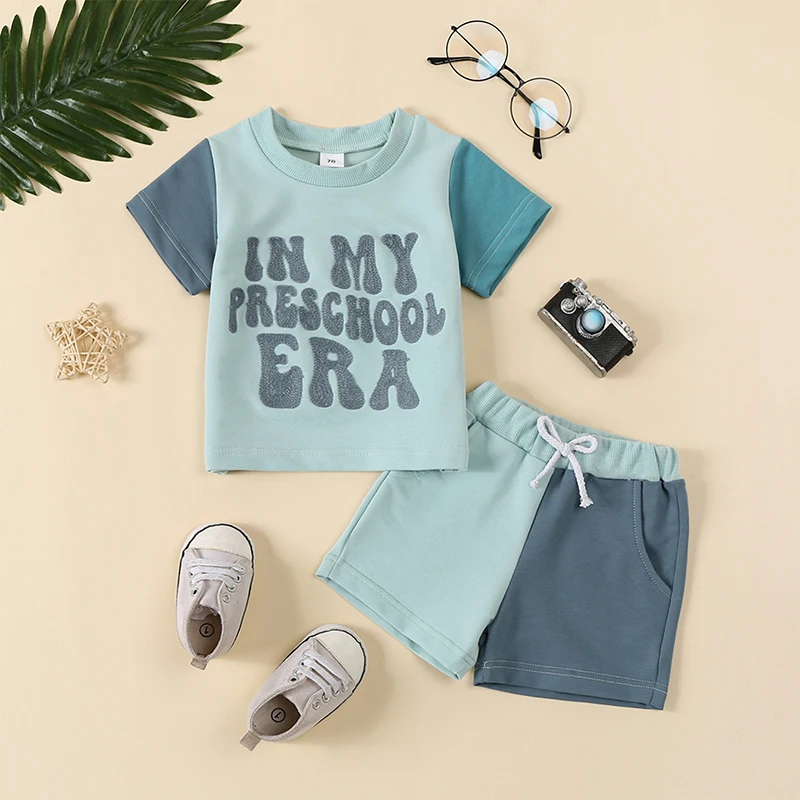 

Toddler Boy Girl Preschool Outfit 2T 3T 4T 5T 6T Short Sleeve T-Shirt Top Casual Shorts Set Boys Summer Clothes