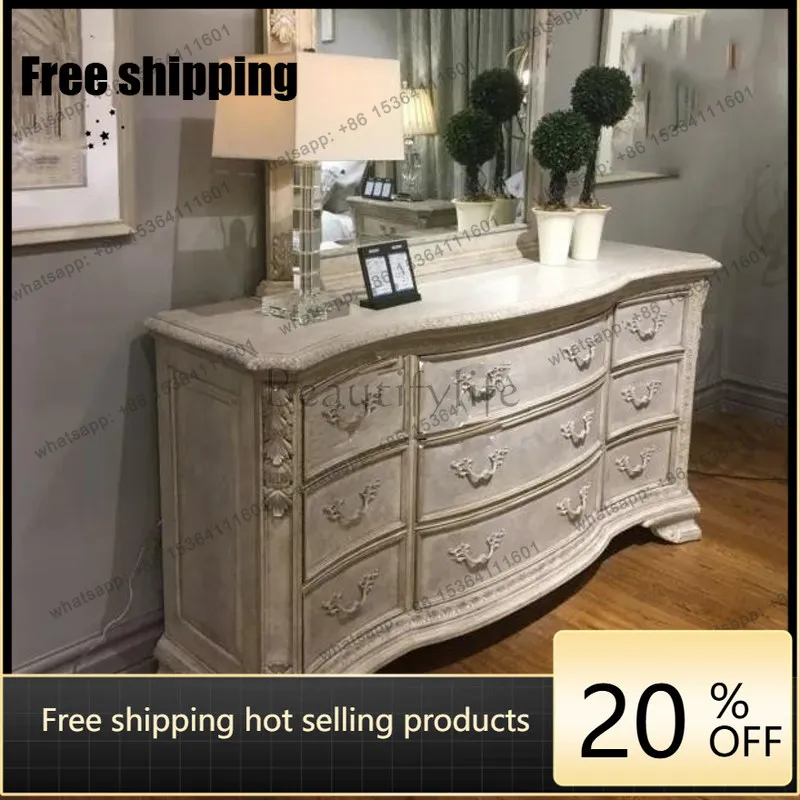 LD American retro dining side cabinet porch carving old cloakroom furniture