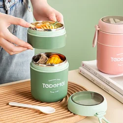 710ML Pojemnik na lunch ze stali nierdzewnej Kubek do picia z łyżeczką Słoik termiczny na żywność Izolowane pojemniki termos na zupę Thermische lunchbox