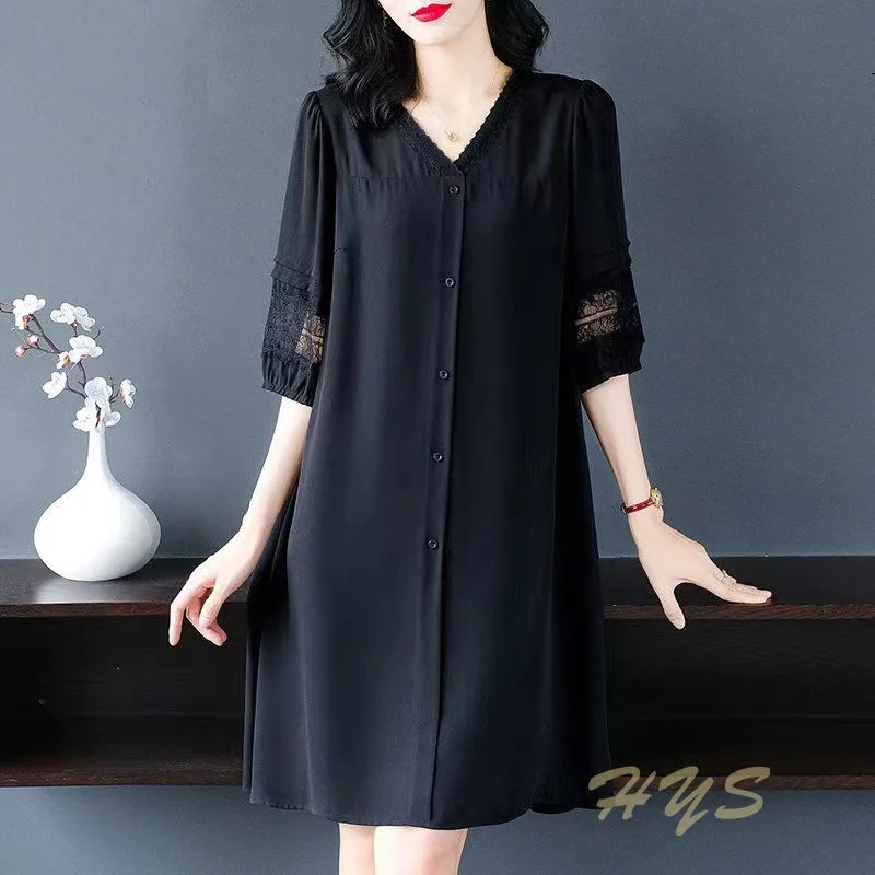 

New Fashion Loose Dress for Women High Waist Tummy Hiding Slim Fit Casual Midi Dress