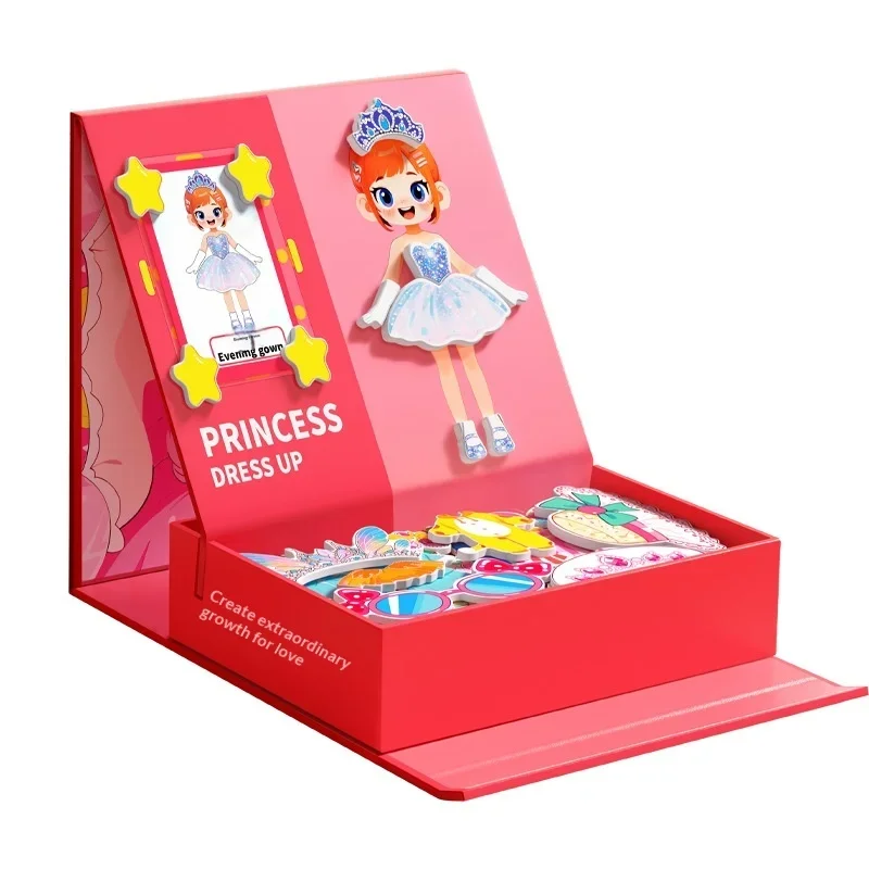Tomosun 3 in 1 Princess Magnetic Dress Up Puzzle, Pretend Makeup Room Educational Toy for Girls