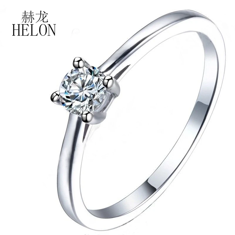 

HELON Solitaire 3.8mm Round Moissanite Ring Sterling Silver 925 Lab Grown Moissanite Diamond Rings For Women Fine Jewelry