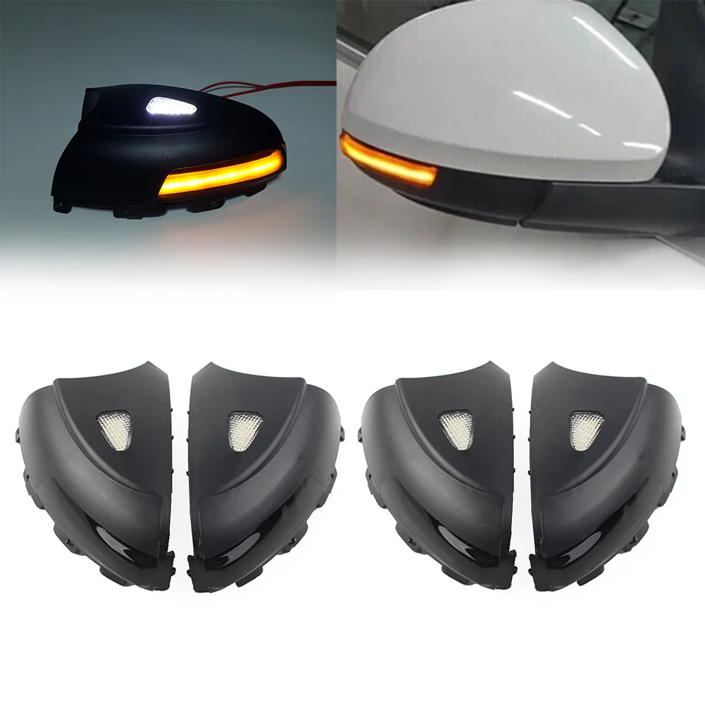 Car LED Dynamic Turn Signal Lights Side Mirror Indicator With Puddle Lamp For VW Tiguan MK1 2008-2016 For Alhambra 710/711 11-16