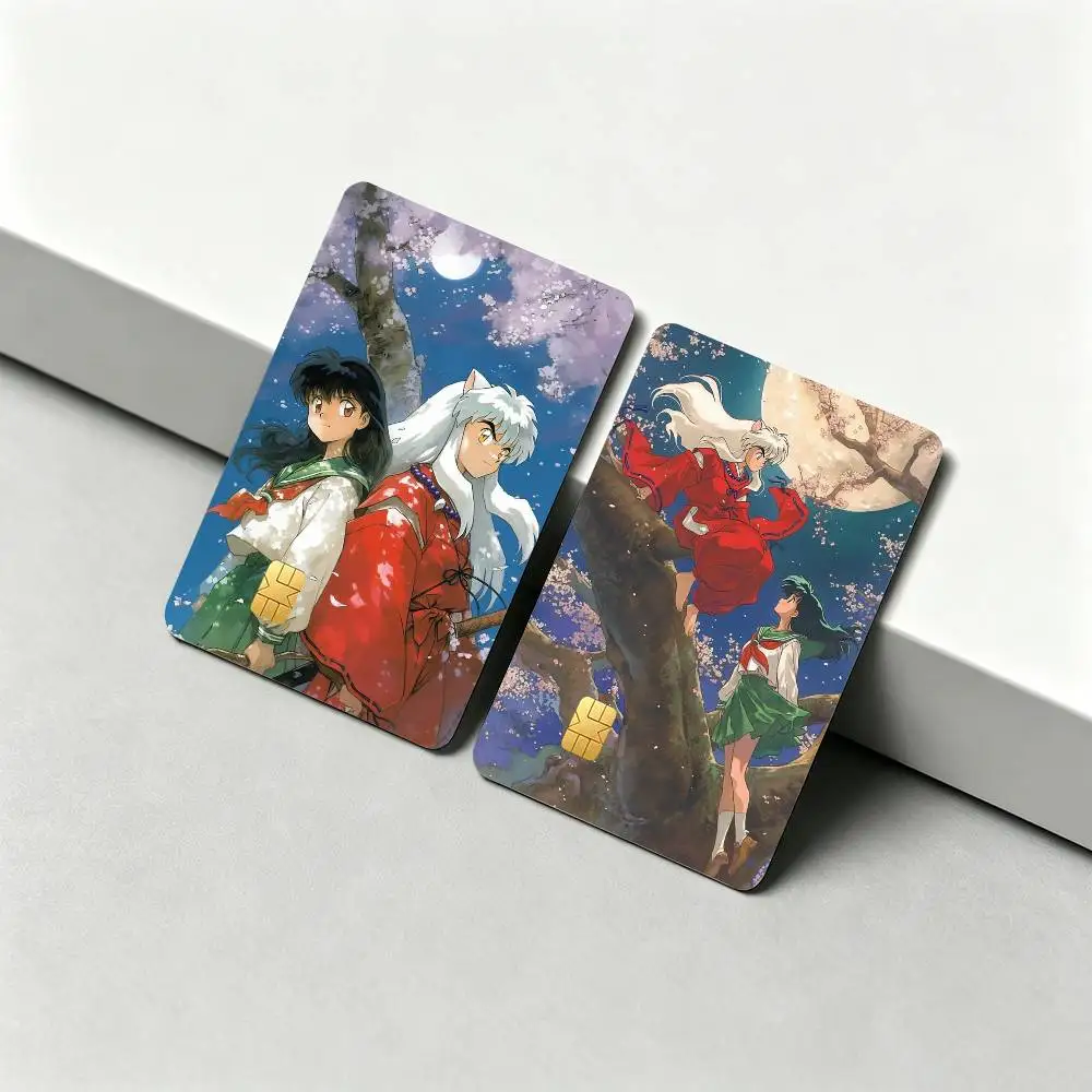 I-Inuyasha H-Higurashi Kagome 1Set 4Pcs Waterproof Card Skin Stickers for Credit Bus IC Cards