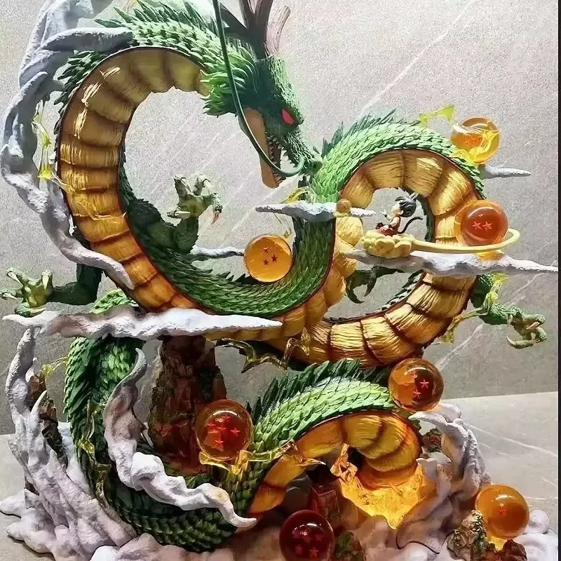 2025 Neue 53cm Große Dragon Ball Anime-Statue, Goku und Shenron PVC-Figur Modell Sammlerstück Desktop-Ornament Spielzeug Geschenk