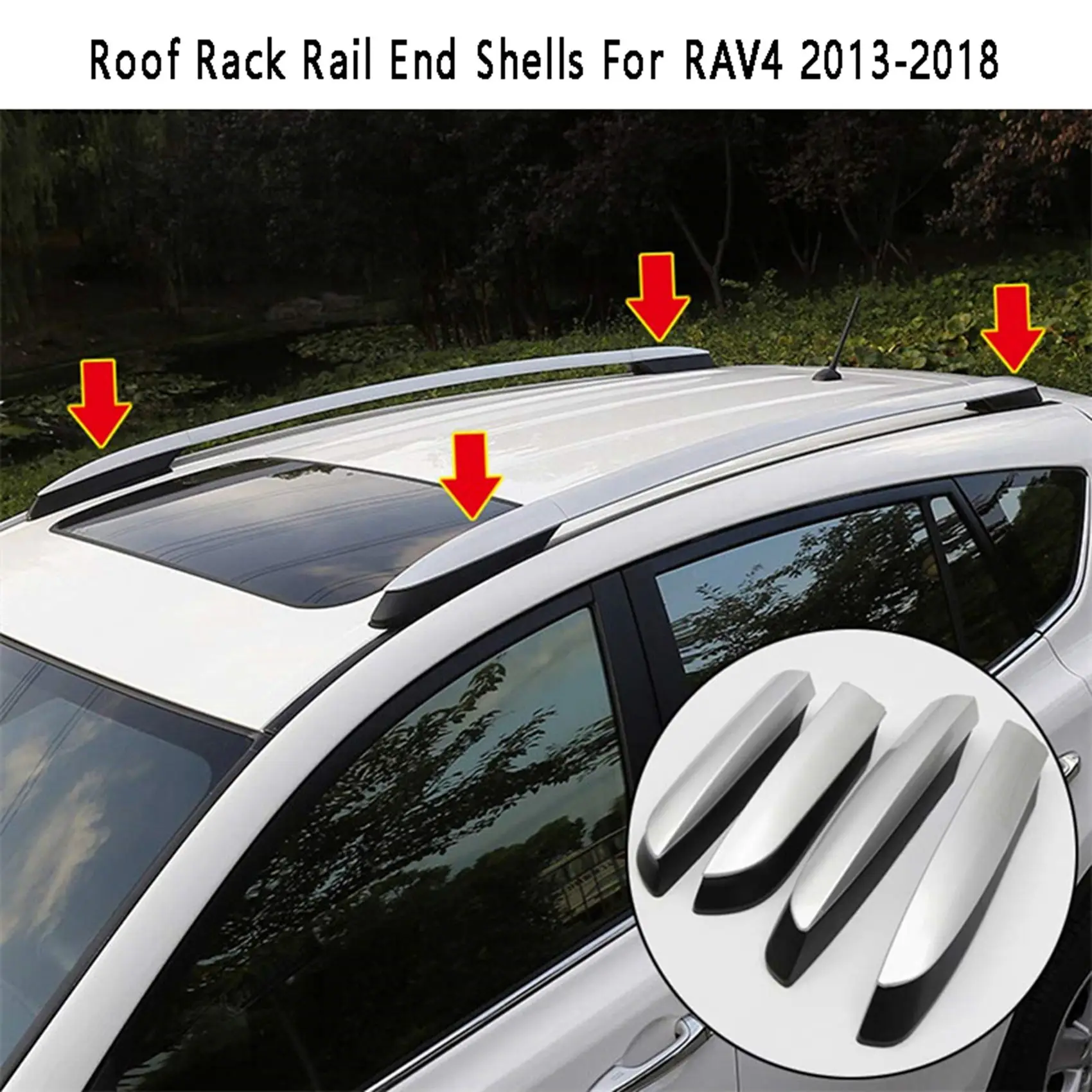 4Pcs Roof Rack Rail End Shells Luggage Rack Cover for Toyota RAV4 2013-2018