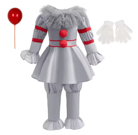 

Детские страшные костюмы для косплея на Хэллоуин, детский комплект из двух предметов с длинными рукавами, карнавальный костюм на Хэллоуин, сценический костюм