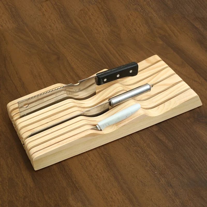 Imagem -06 - Grande Suporte de Bloco de Faca de Madeira Organizador de Gaveta Perfeito para Casa e Chefs Premium Knife Holder Housewarming Presentes