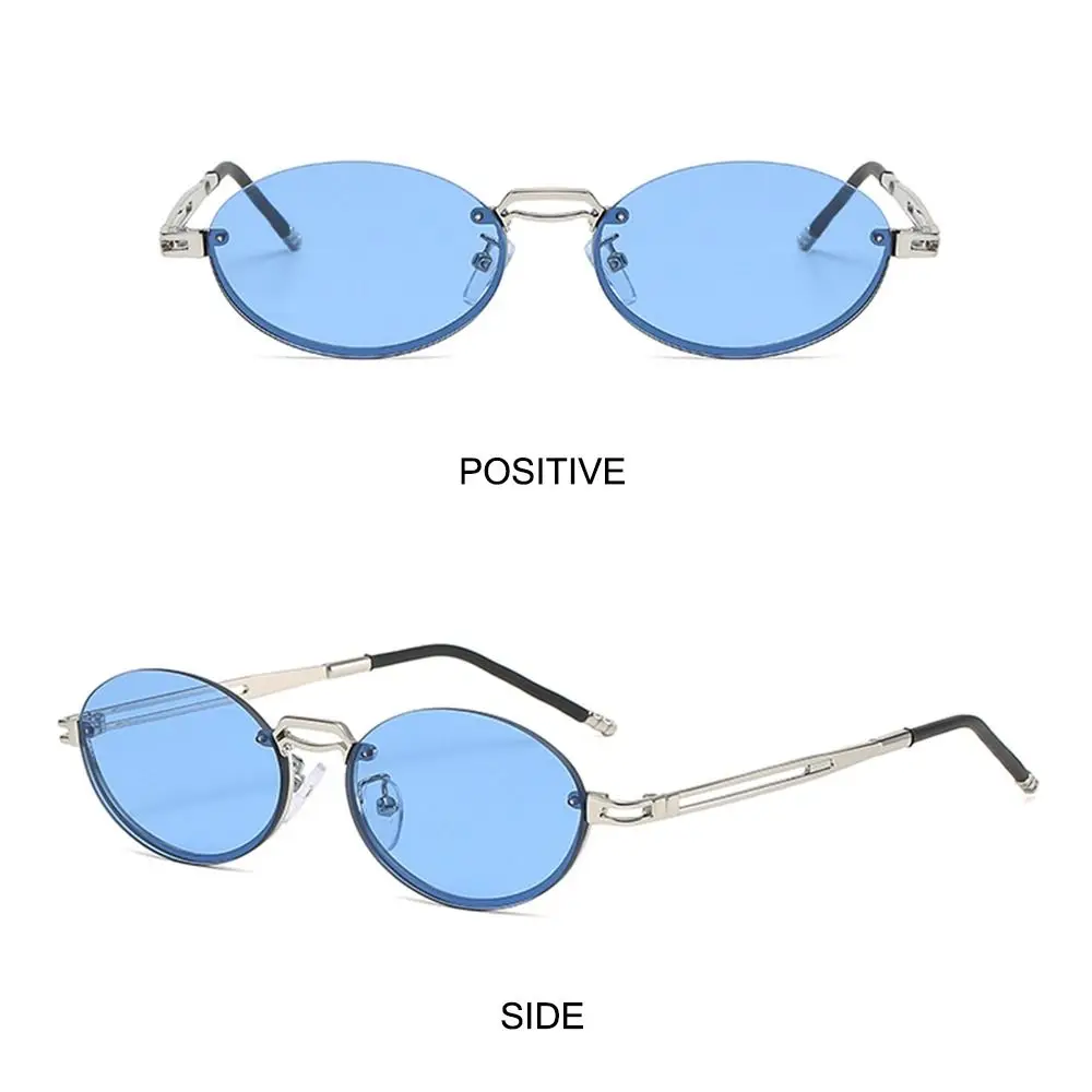 نظارات شمسية عتيقة بدون إطار ، عدسة متدرجة ، نظارات متدرجة للنساء والرجال ، نظارات شمسية بيضاوية للحماية المعدنية ، UV400 #4