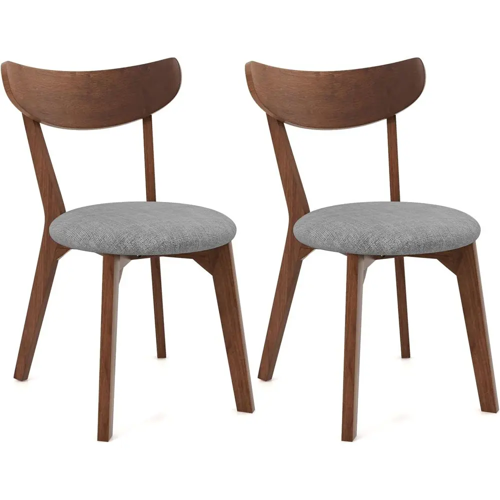 

Mid-Century Modern Dining Chairs Set of 2, Curved Back with Cushioned Seat, Walnut Finished Wood for Living Room, Dining Area, o