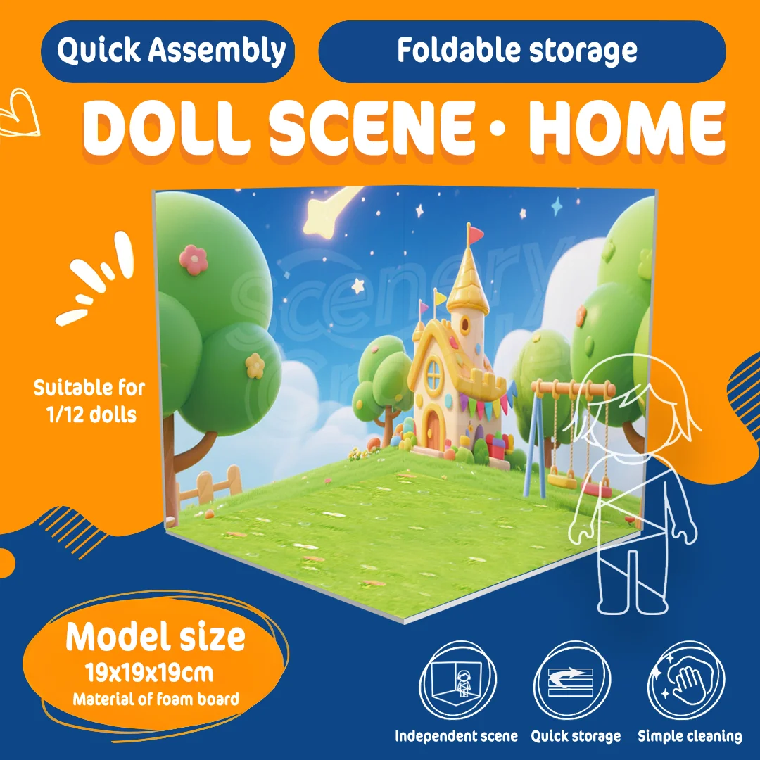 Trendy PVC Display Background Board for Blind Box Dolls Figures Animal Forest Elf Scenes - Toy Display Background