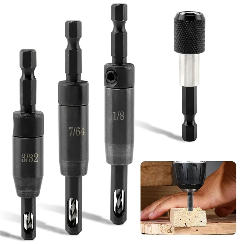 

3/32", 7/64", 1/8" Self Centering Hinge Drill Bit Door Window Cupboard Drilling Positioning Hole Opener Handles Woodworking Tool