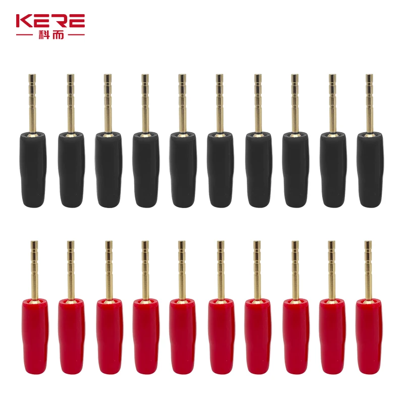 

KERE 20PCS/2mm Small Banana Plug Pin Screw Type Audio Speaker Cable Connector Copper Gold Plated Straight Male Connector