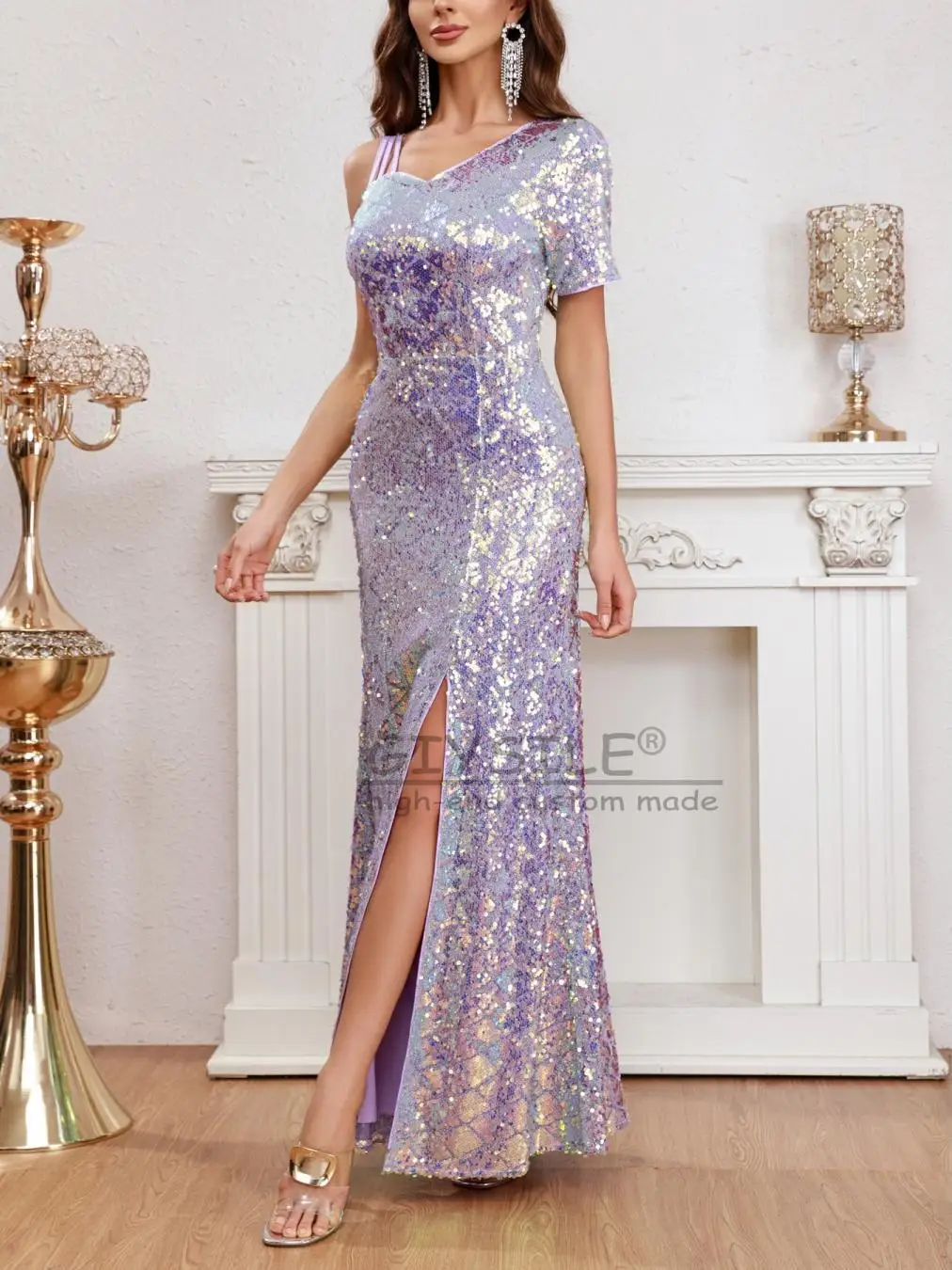 GIYSILE Customized Sexy Backless Slit Evening Dresses Woman Elegant 2025 New Fashion Sequins Party Dresses Vestidos De Fiesta