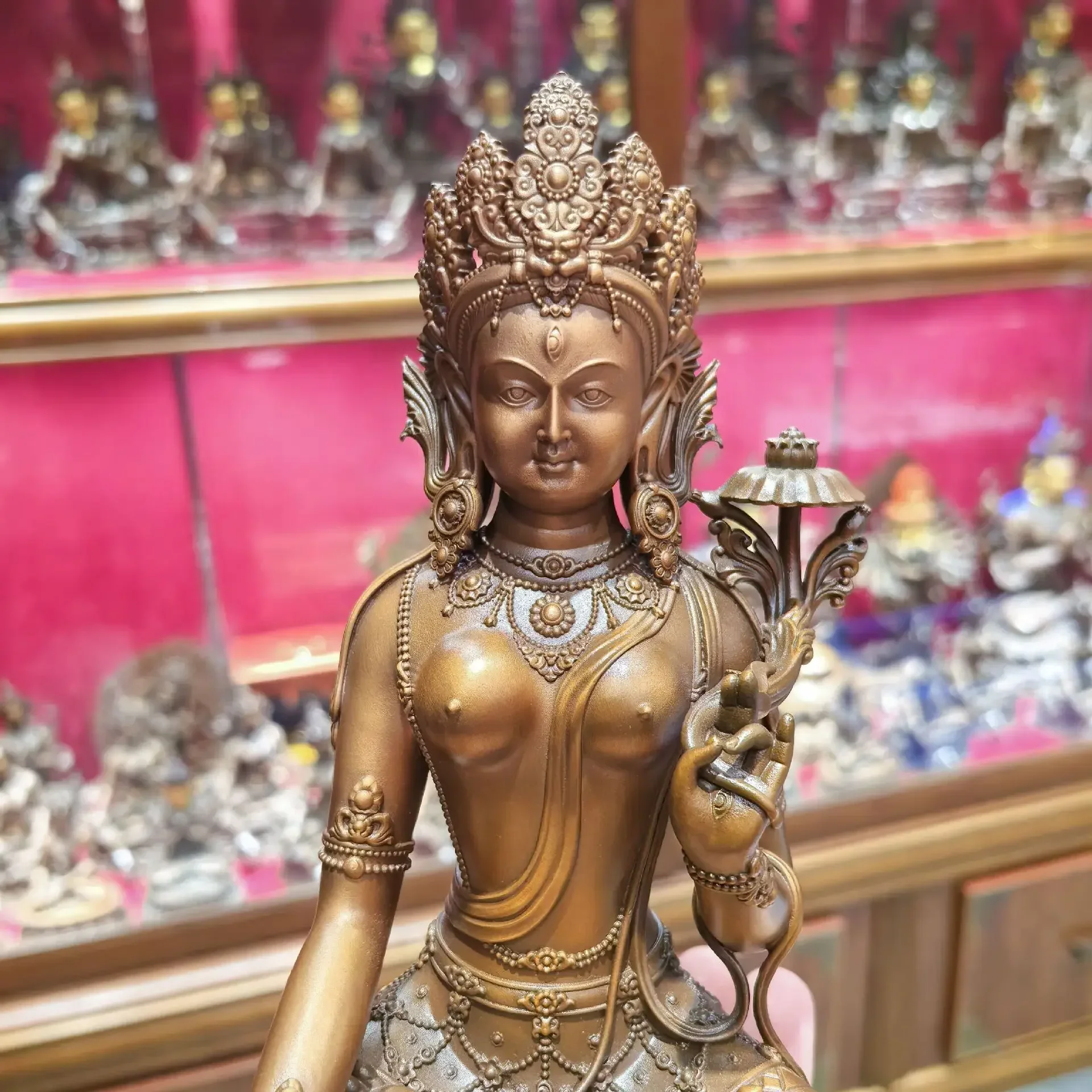 TQH-i7.7 White Mother Zhuomazana Bazar Copper Brahma Tibetan Buddha Statue