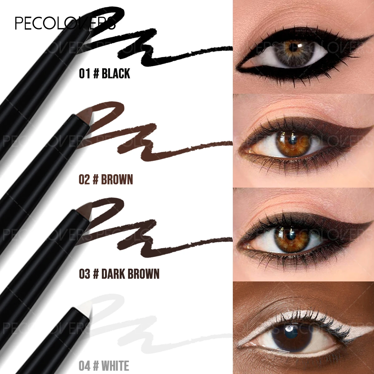 Lápis delineador de longa duração de ponta dupla à prova de manchas perfeito para definição de olhos dramática