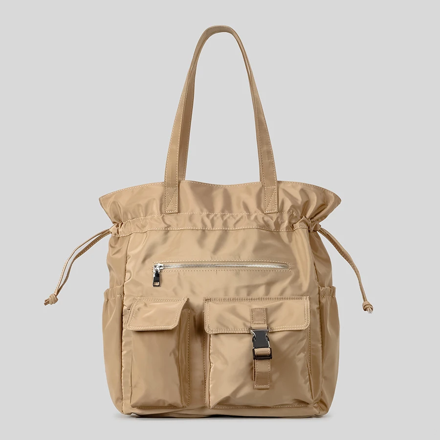 

Повседневные сумки на плечо большой емкости с завязками, водонепроницаемая нейлоновая сумка-тоут с несколькими карманами, рюкзаки, многофункциональная сумка через плечо