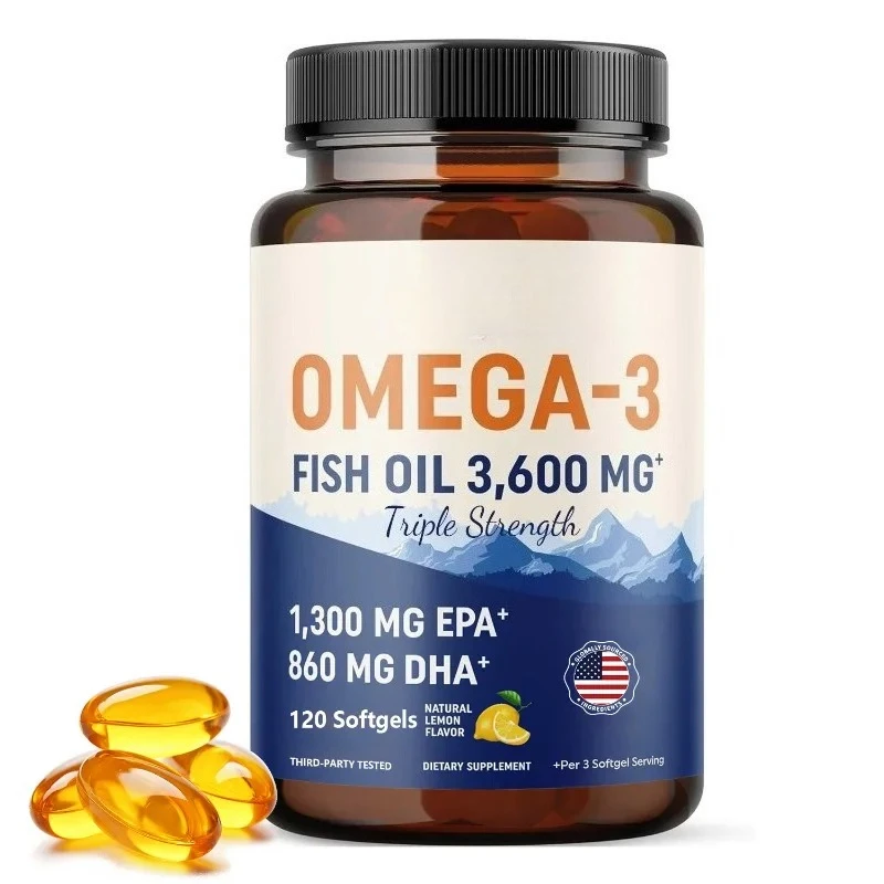

Омега-3 3600 мг рыбий жир, 1300 мг EPA, 860 мг DHA, высококонцентрированная пищевая добавка, формула без ощущения дурного послевкусия, для здоровья сердца, суставов и мозга, 120 капсул