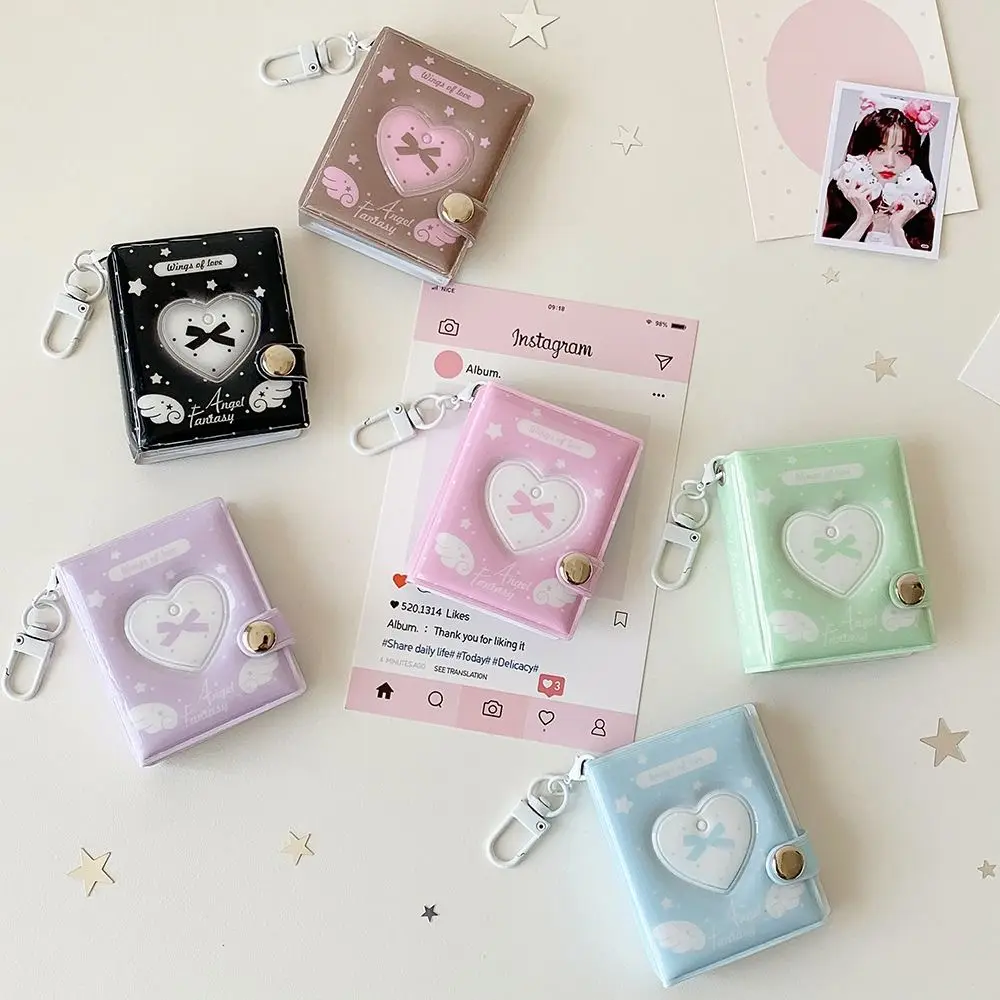 High Quality 2-inch Card Storage Photocard Holder Wings Patterns With Keychain Photo Album Bag Pendant