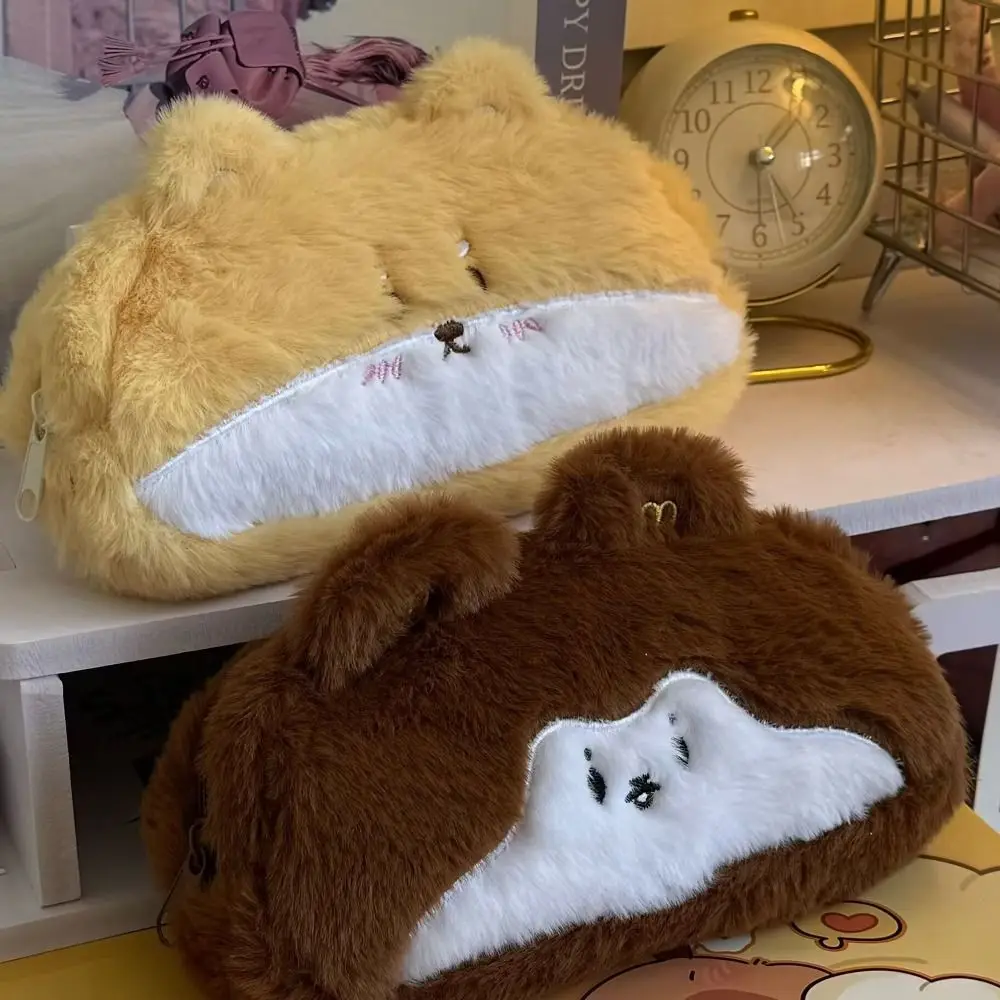 Corgi Squirrel Pen Bag Plush Large Capacity Pencil Case INS Style Stationery Organizer Pencil Box for Student Gift