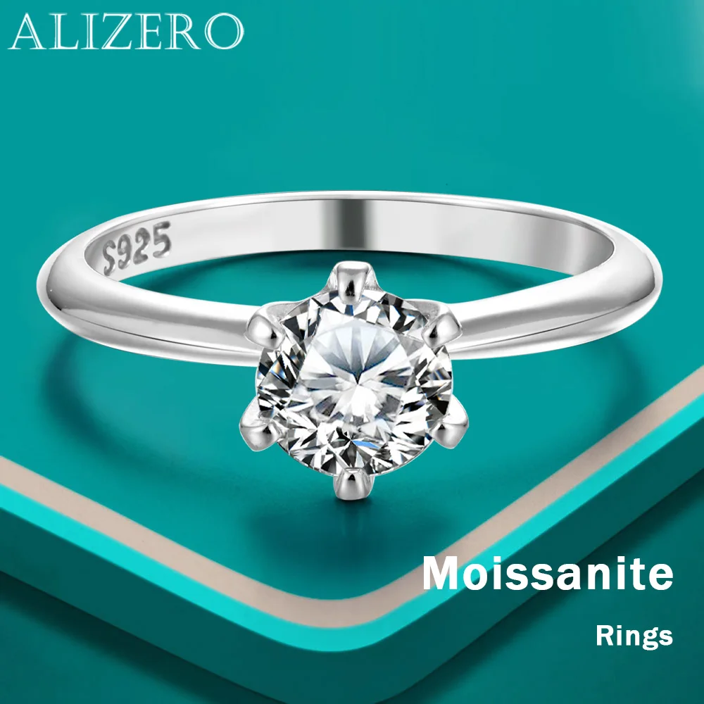 

ALIZERO 1-3ct D Color Moissanite Ring 925 Sterling Sliver 6 Prong Diamond Rings for Woman Engagement Wedding Band Fine Jewelry