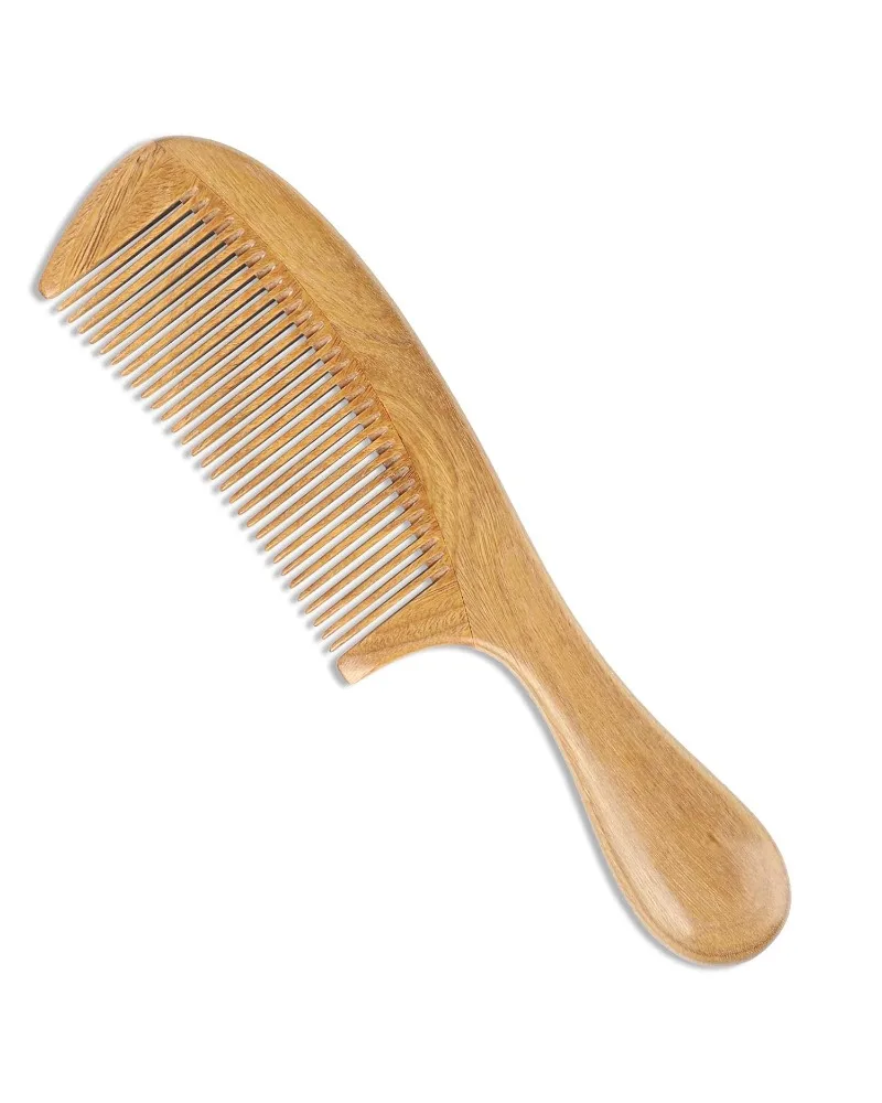 

Handmade 100% Natural Green Sandalwood Comb – Fine-Tooth, Anti-Static & Gentle Detangler with Soothing Aroma