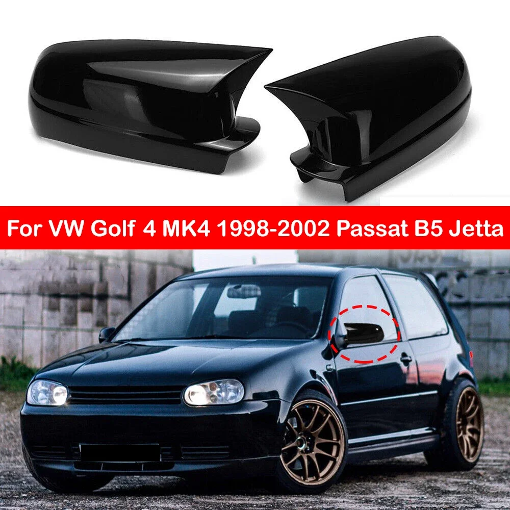 Para VW Golf 4 MK4 1998-2002 Passat B5 Jetta cubierta de espejo retrovisor lateral de coche pegatina tapa de ala puerta Exterior funda embellecedora