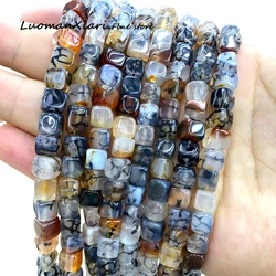 Natural Stone 7-8MM Square Shape Black White Dragon Veins Agate Loose Spacer Beads for Jewelry Making Diy Bracelet Accessories