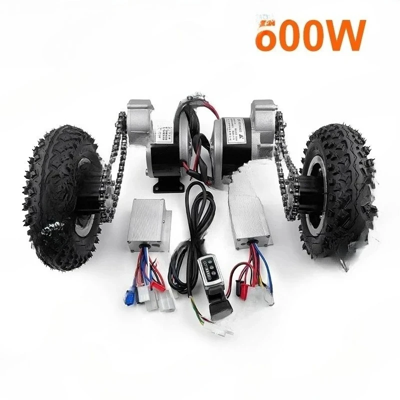 500W Dual Drive Electric Cart Conversion Kit Easy Carry 200kg 8 Inch Wheel Set for DIY Electrical Pull Barrow Trolley Capacity