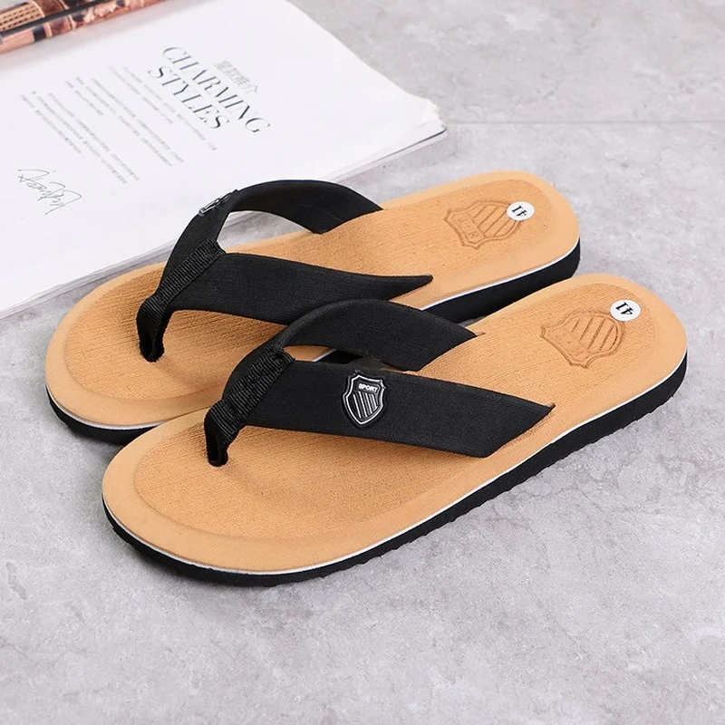 Men Summer Flip Flops Beach Sandals Anti-slip Casual Flat Shoes High Quality Slippers home slippers for men