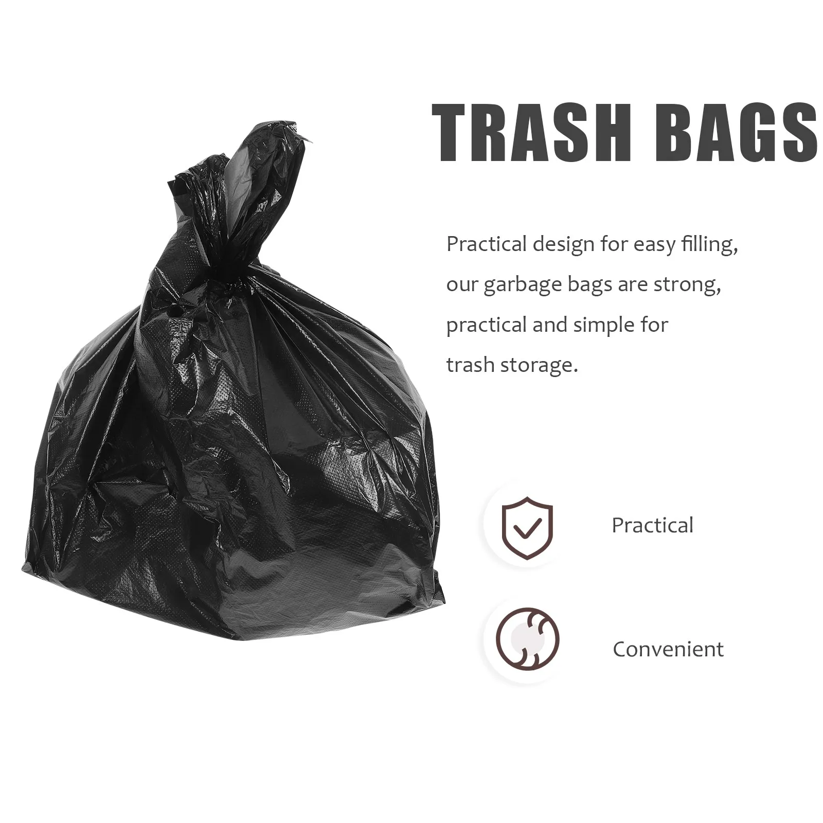 150 Pcs Trash Bag Bags Bulk Large Bin Black Garbage Small Plastic Medium Kitchen Rubbish