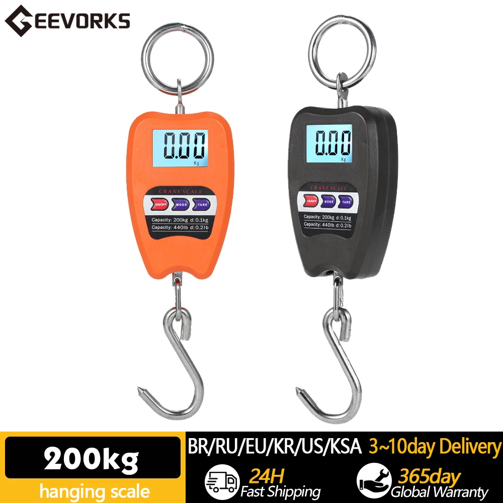 

440lb Digital Hanging Scale with Accurate Sensors Handheld 200Kg Mini Crane Scale with Hooks