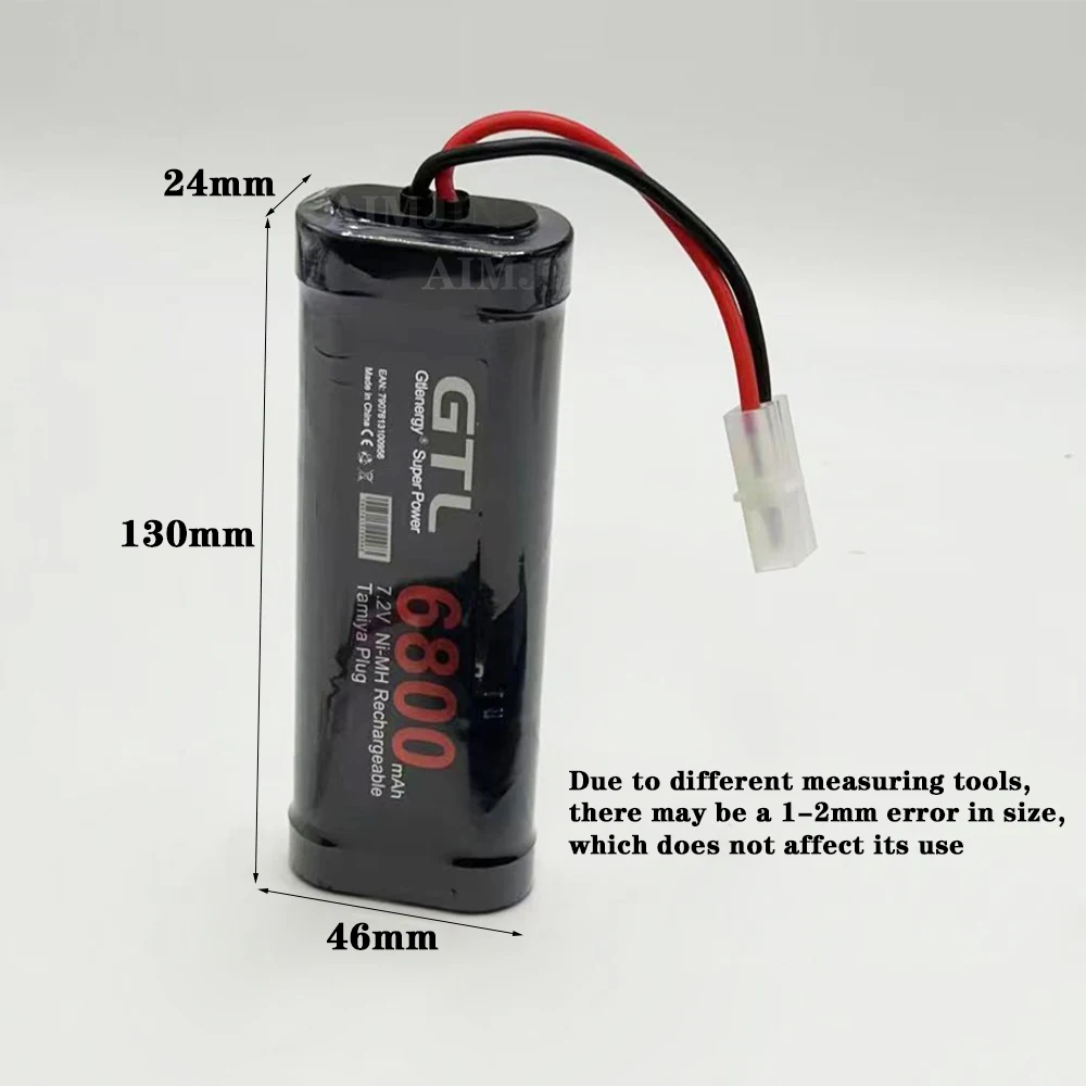 7.2V 6800mAh 고용량 니켈수소 충전식 배터리 타미야 플러그 포함 RC 자동차 트럭 보트 탱크용 - RC 차량 배터리