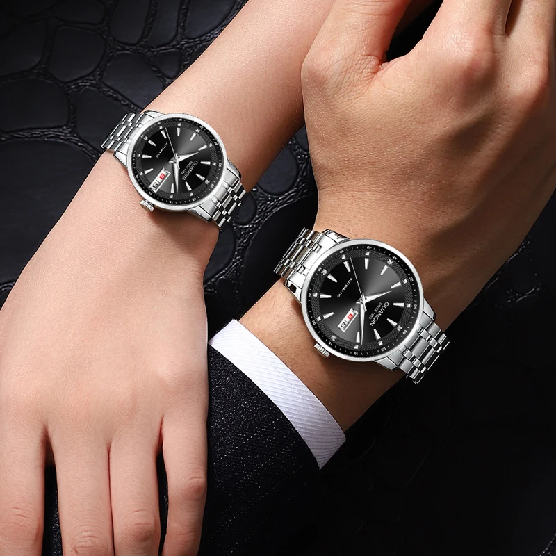 Guanqin tungsten steel watch, couple's fully automatic mechanical watch, men's watch, waterproof fashion, business trend watch