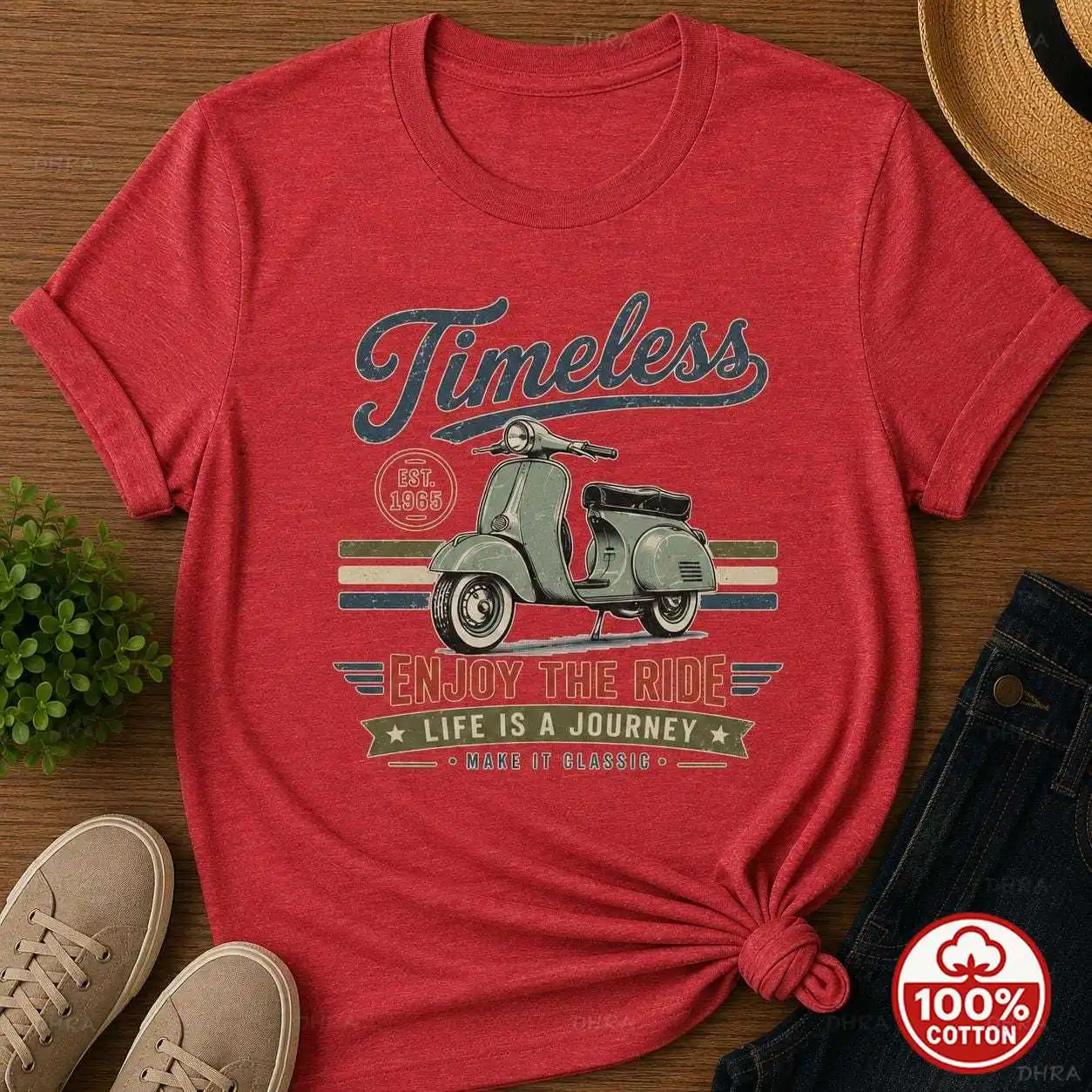 Timeless Journey T-Shirt Unisex Vintage Scooter Travel Graphic Cotton Top