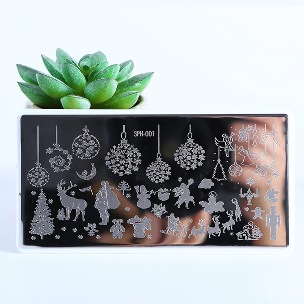 

4pcs Stencils Christmas Design Diy Manicure Tools For Nail Art Stamp Plate Kit Christmas Nail Stamping Plates Decorative Tools