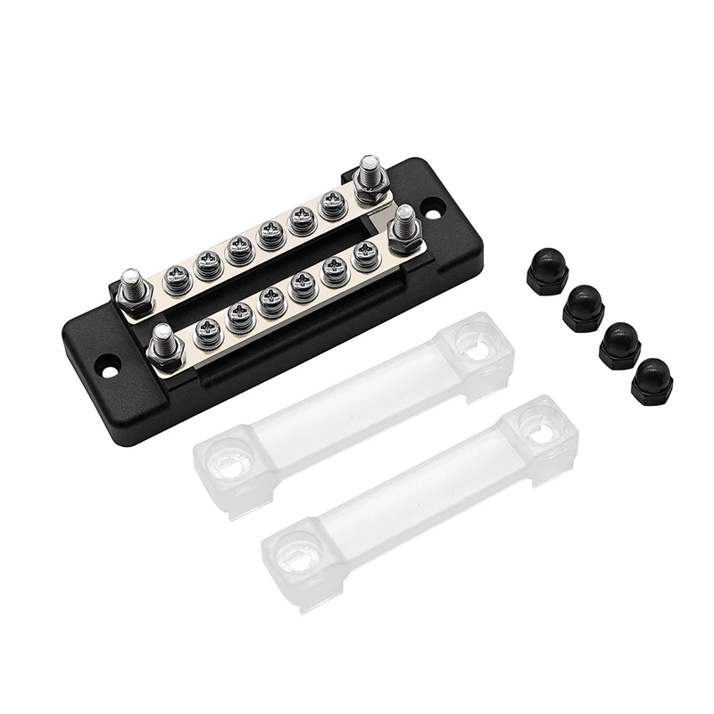 6 Way Dual Row Terminal 150A Bus Bar Block Ground Distribution With Terminal For Auto Marine Car Trailer RV Boat