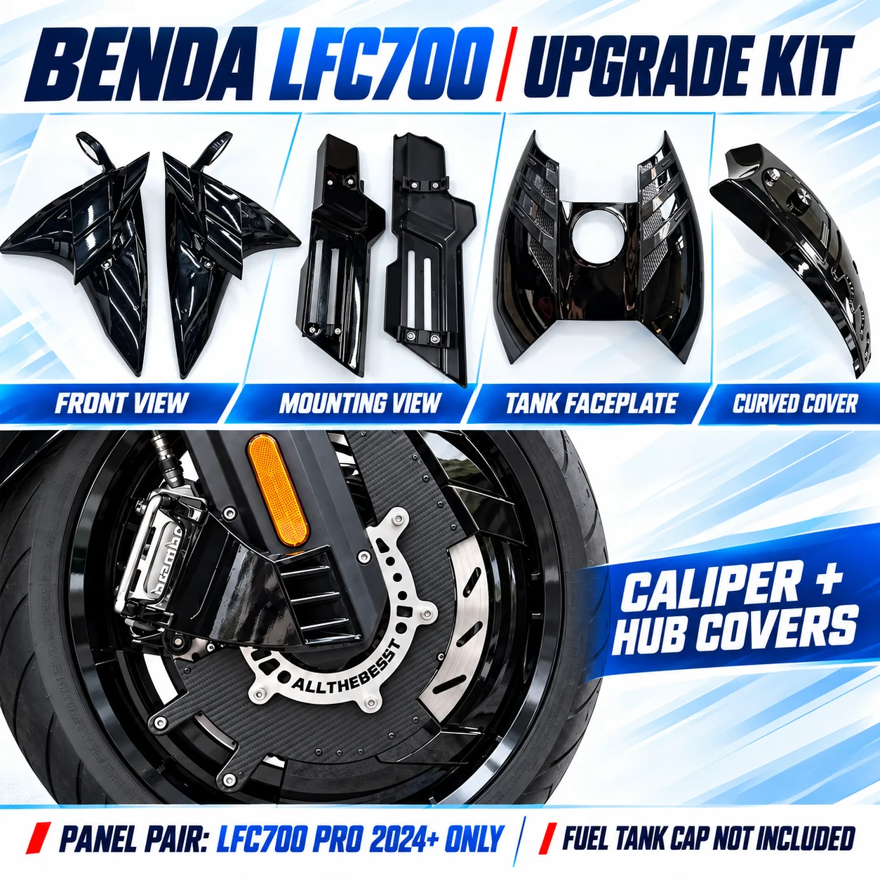 For BENDA LFC700 PRO Upgrade Kit Body Panel Pair Tank Faceplate Curved Cover Front Wheel Caliper Hub Covers
