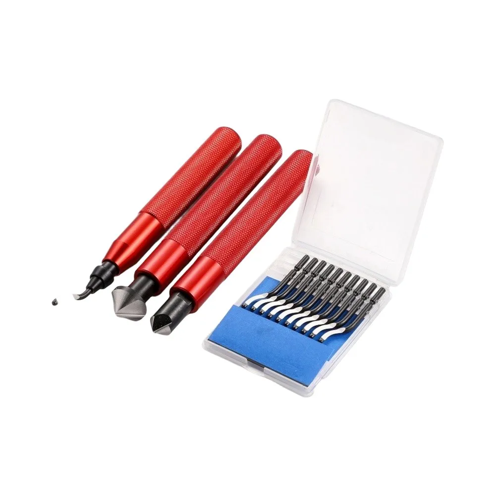 1set Precision Hand Deburring Tool Kit With Metal Countersink Reamers For Brass Steel PVC Pipes Automotive Parts Edges Cleaning