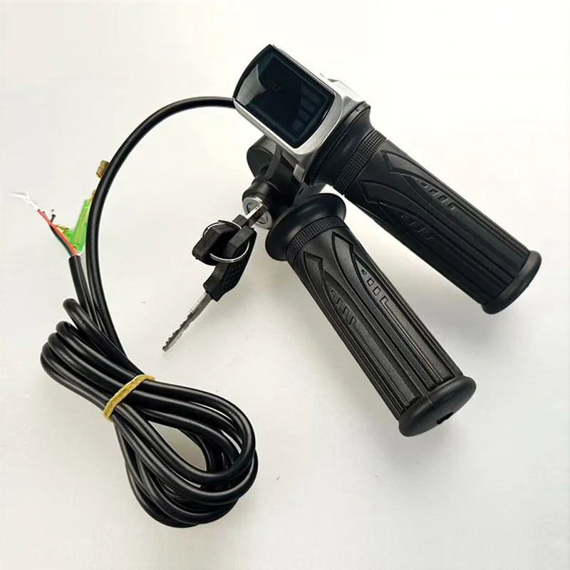

Power Indicator LED Display 48V Throttle Grip E-Bike Handlebar With Lock Electric Bicycle Scooter Accelerator Key