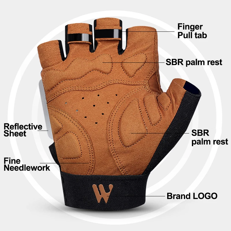 WEST BIKING Mountain Road Bike Gloves Half Finger Summer Cycling Equipment Anti-slip Shock SBR Bicycle Fitness Fingerless Mitten