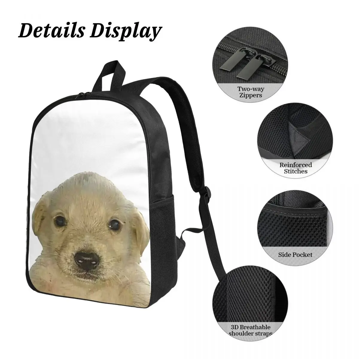 Jotchua Meme Jotchua الكلب على ظهره طالب صبي فتاة BookBag حقيبة مدرسية حقائب كتف الكمبيوتر 3ps معزول حقيبة الغداء مقلمة