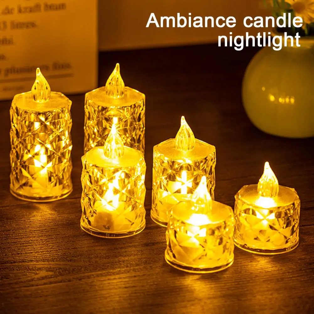 4Pcs Crystal Flameless Candle Lights LED Tealight Candles Battery-Operated Twinkling Light Fake Candles Christmas Holiday Decor