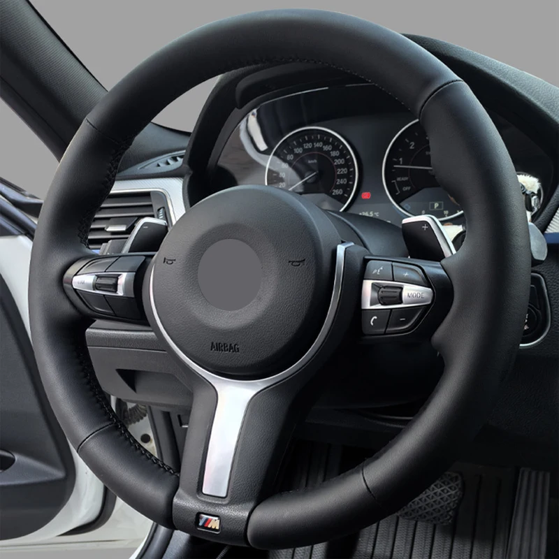 

Hand Stitched Steering Wheel Cover Leather Wrap for BMW M3 M4 M Sport F30 F31 F34 F10 F11 F07 X1 X2 X3 F25 F32 F33 F36 F48 F39