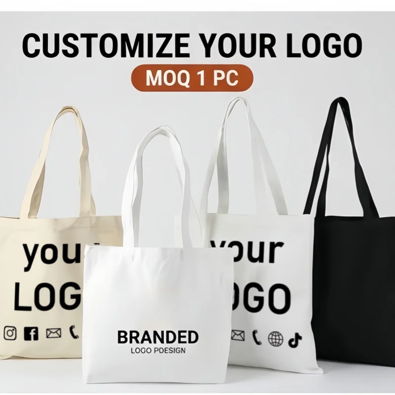 Bolsos de lona personalizados, bolso de hombro para compras, bolsos grandes de diseñador para mujer, bolso de compras informal para mujer, logotipo personalizable para comestibles