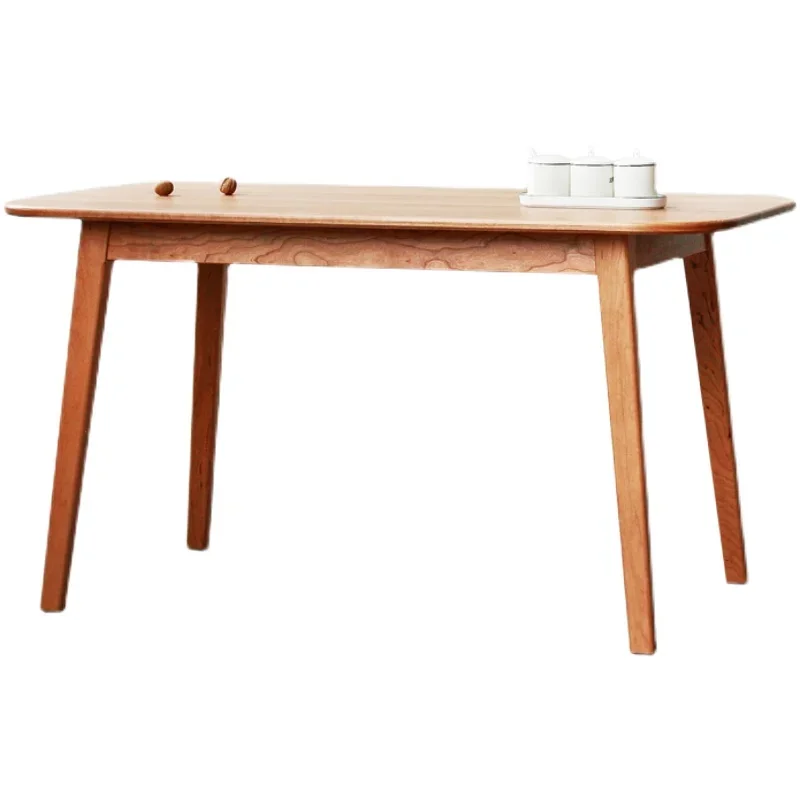 

Cherry log dining table, round table Nordic solid wood dining table and chair combination, black walnut